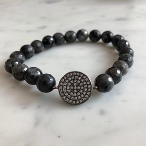 Gray Larvikite bracelet with CZ center